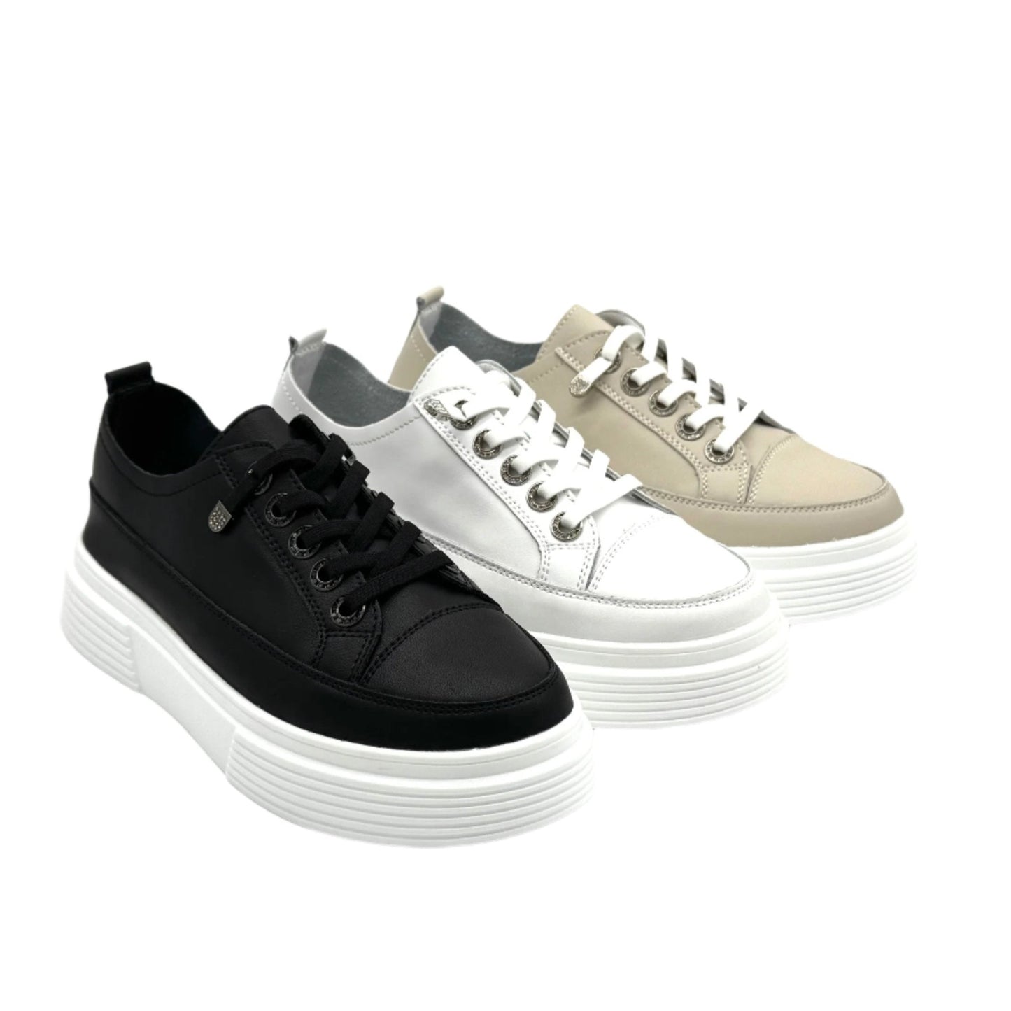 Bonavi 31F15-21 Women’s Leather Platform Sneakers – Full Leather Inner & Outer
