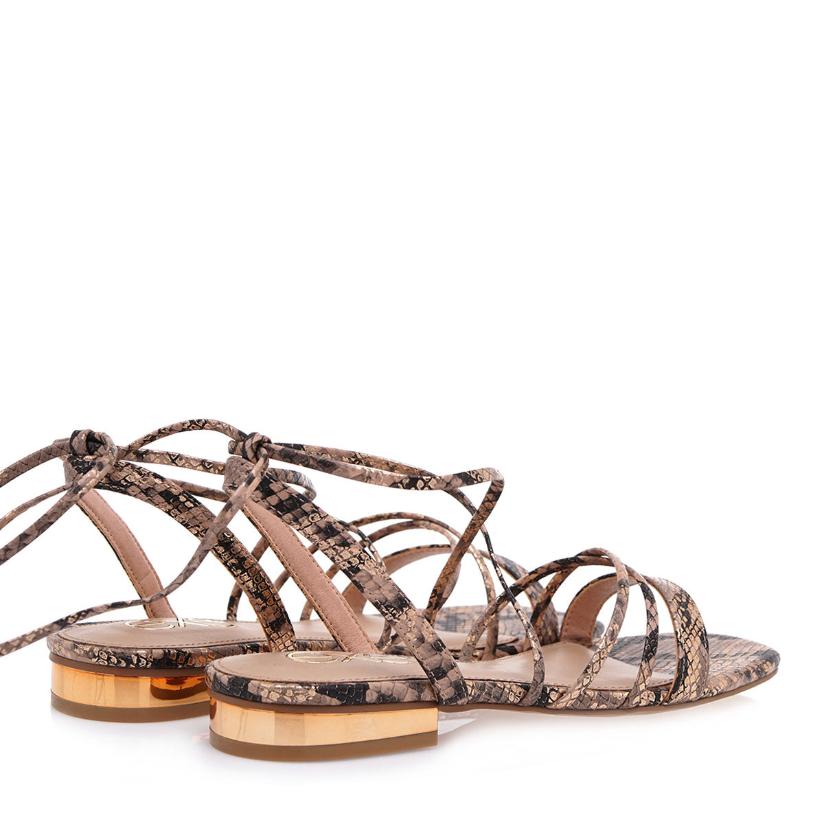 EXE AMELIA NUDE PINK GOLD FLAT SANDALS