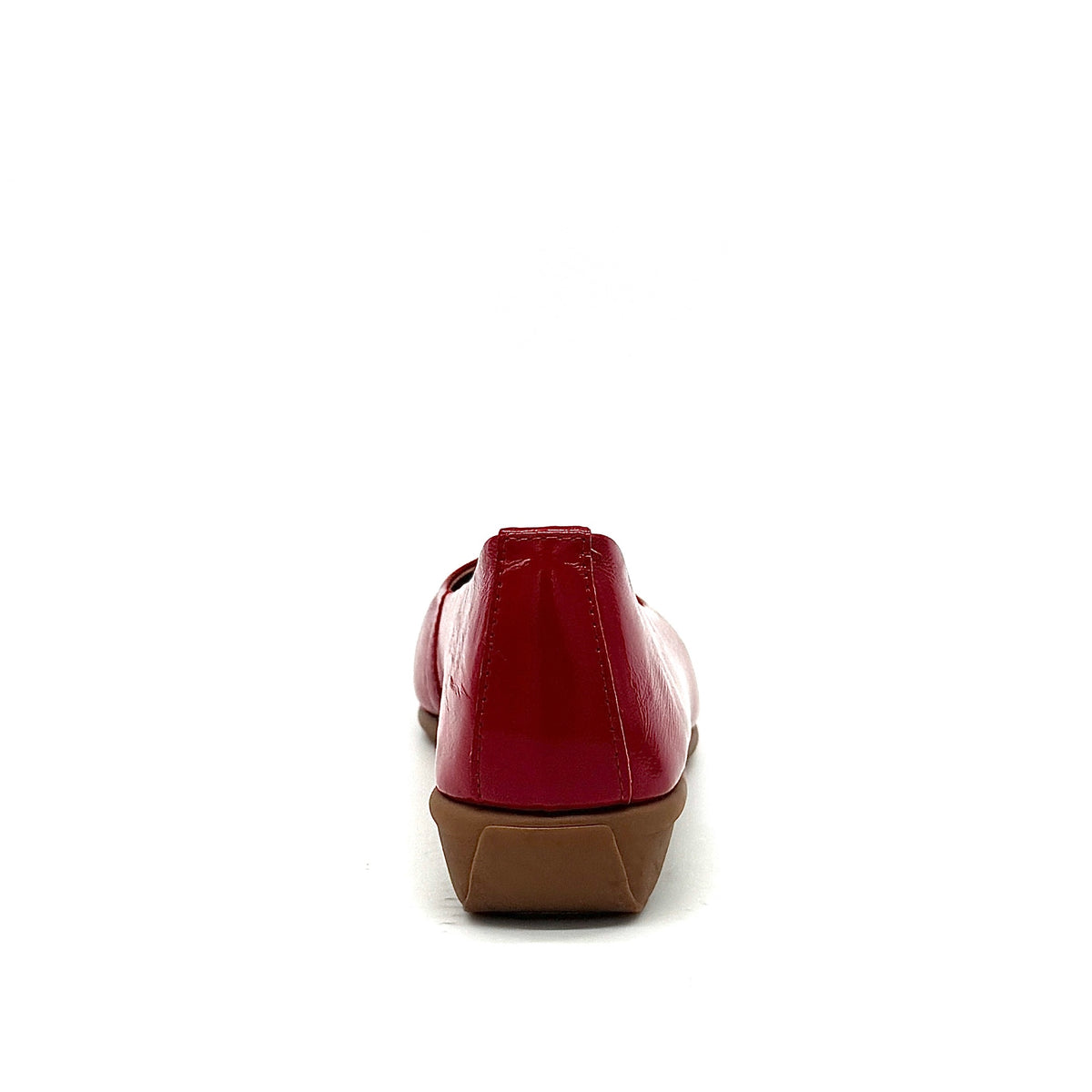 BONAVI Denise genuine leather pointed toe flat in red with tonal buckle detail and low wedge heel