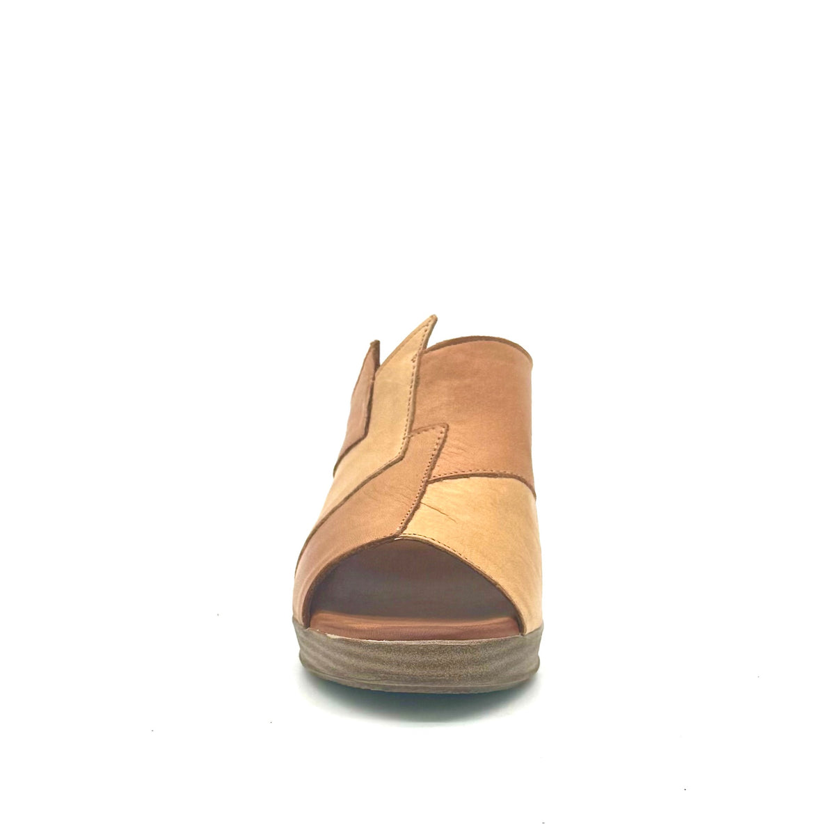 BONAVI Maria genuine leather block heel mule sandal in tan