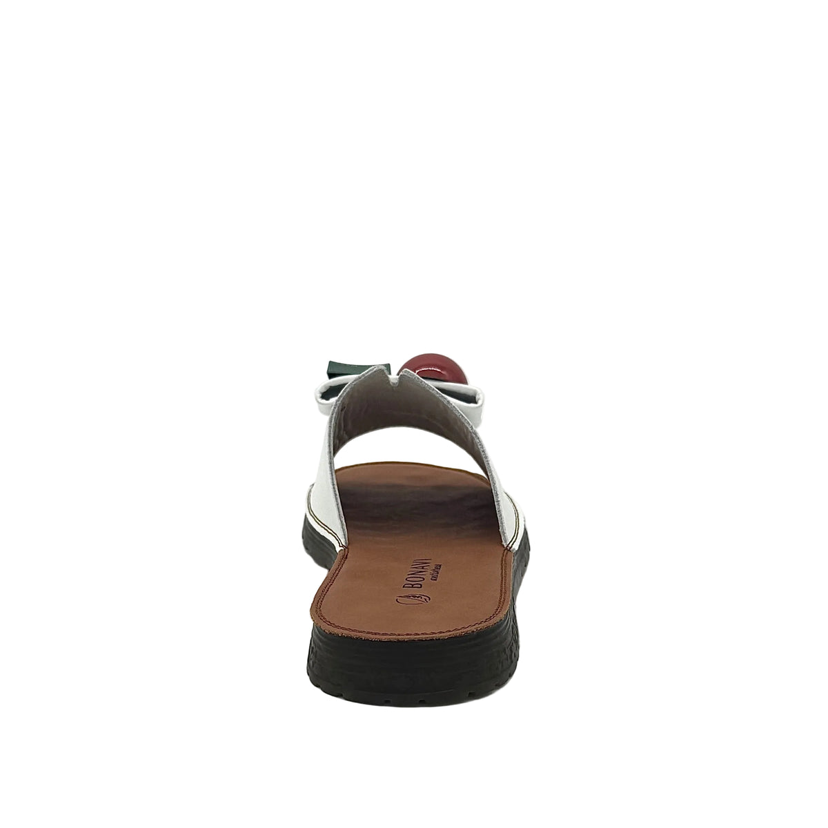 BONAVI Mesta white leather slide sandals for women with cushioned insole and flexible rubber sole