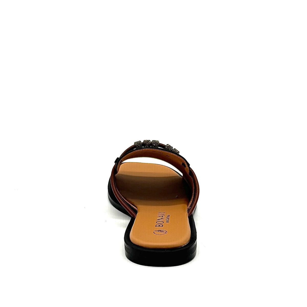 BONAVI Pirgi black leather slide sandals for women with minimal design and cushioned insole