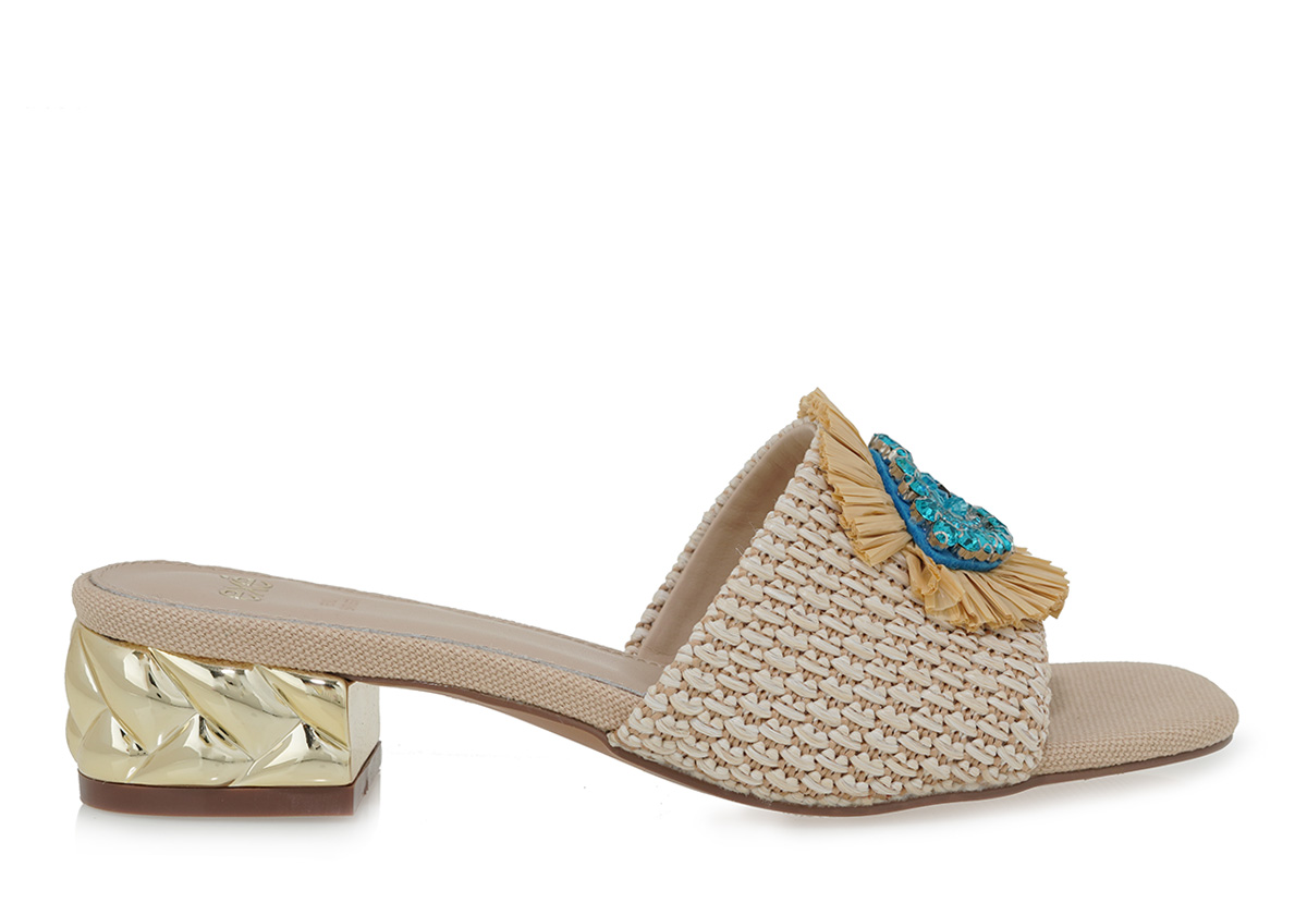EXE KATY-424 RAFFIA EVIL EYE SANDAL