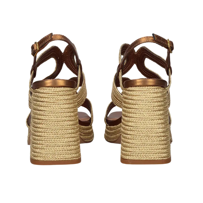 EXE Havana 077 rope platform heels for women with block heel and ankle strap in bronze
