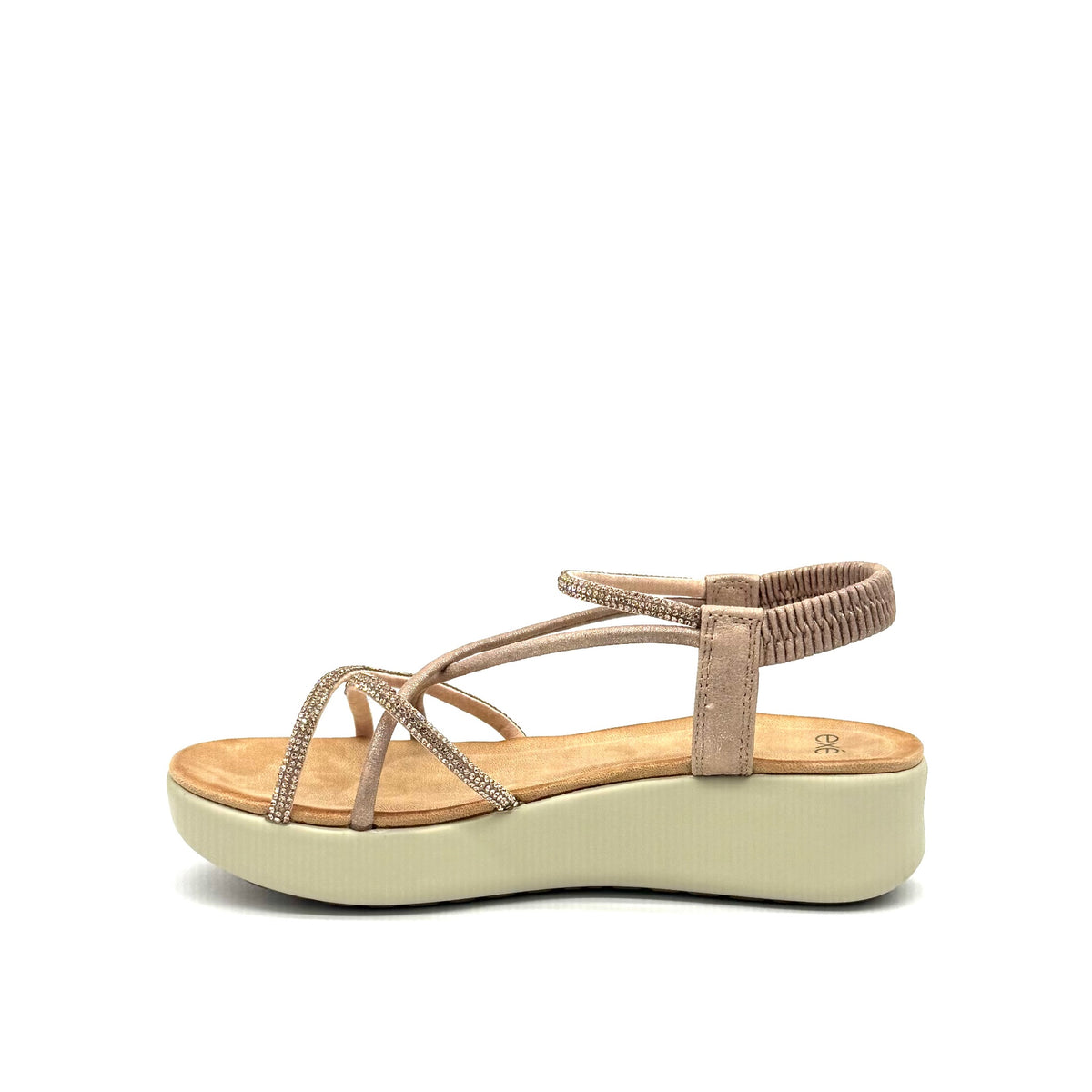 EXE Mira-H20 rose gold rhinestone strappy platform sandals for women with lightweight design and cushioned sole