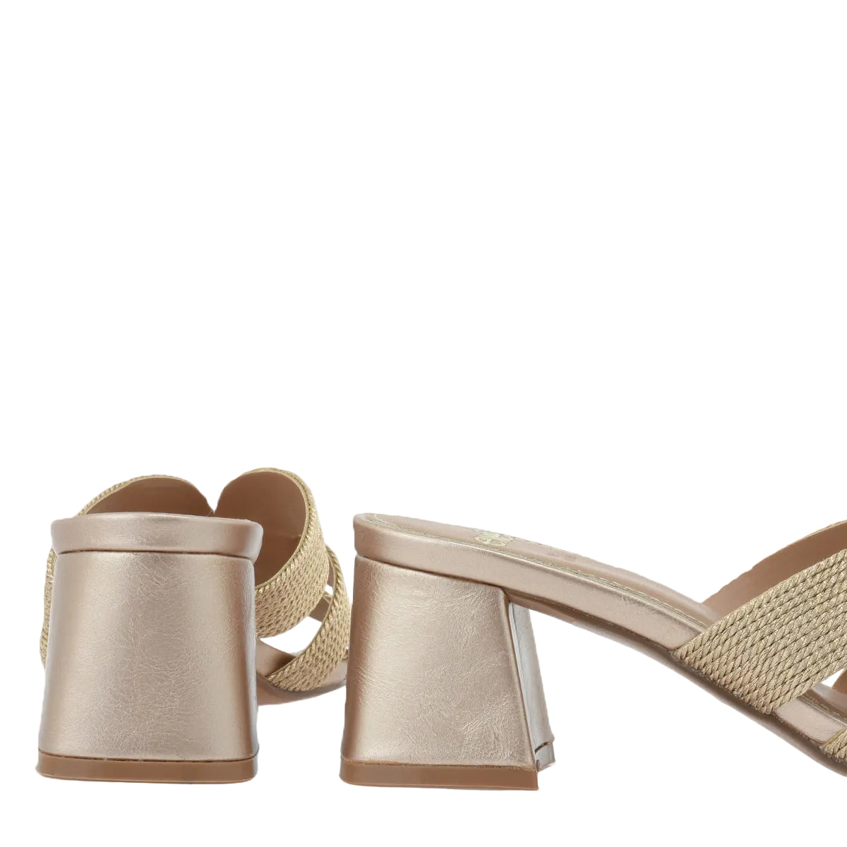 EXE Polina 545 woven raffia block heel sandal in natural color