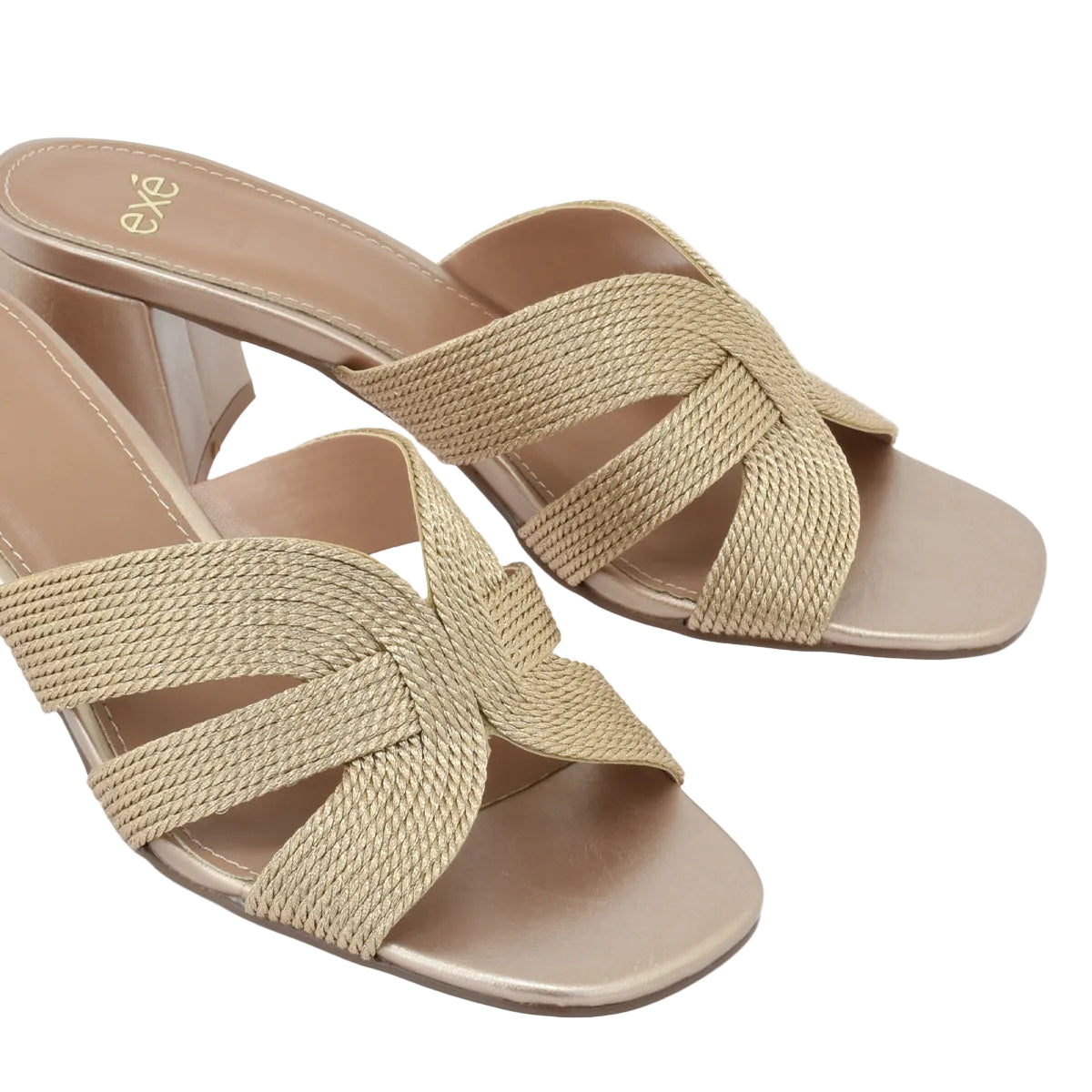 EXE Polina 545 woven raffia block heel sandal in natural color