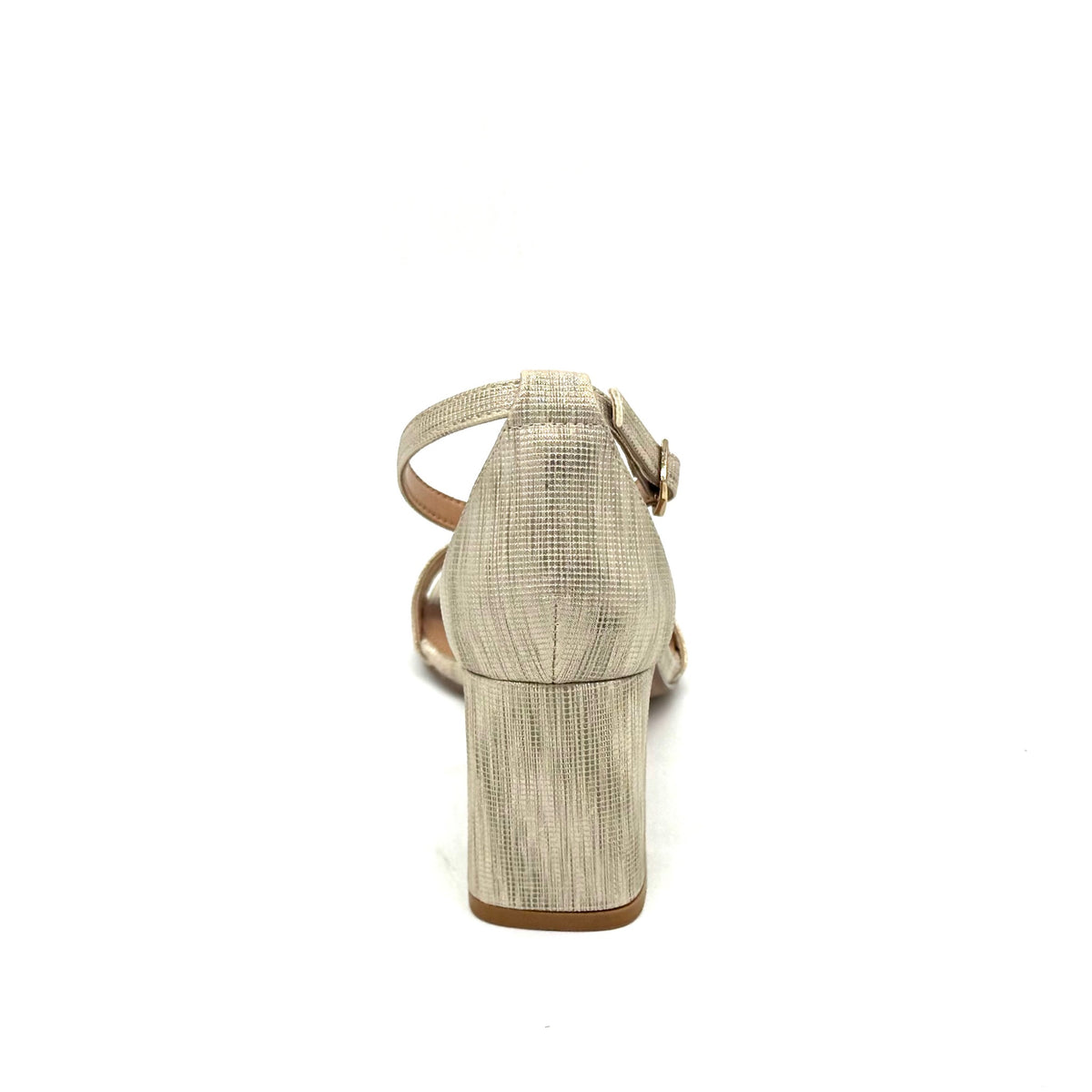 EXE Simona-232 woven ankle strap block heel sandal in beige with square open toe