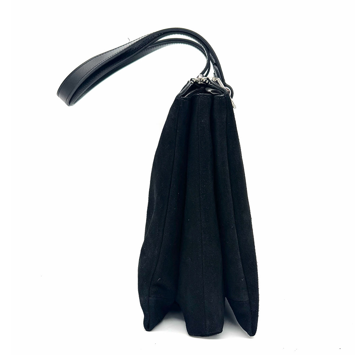 Black suede and leather Karya Tatiana shoulder tote with contrast panel detail