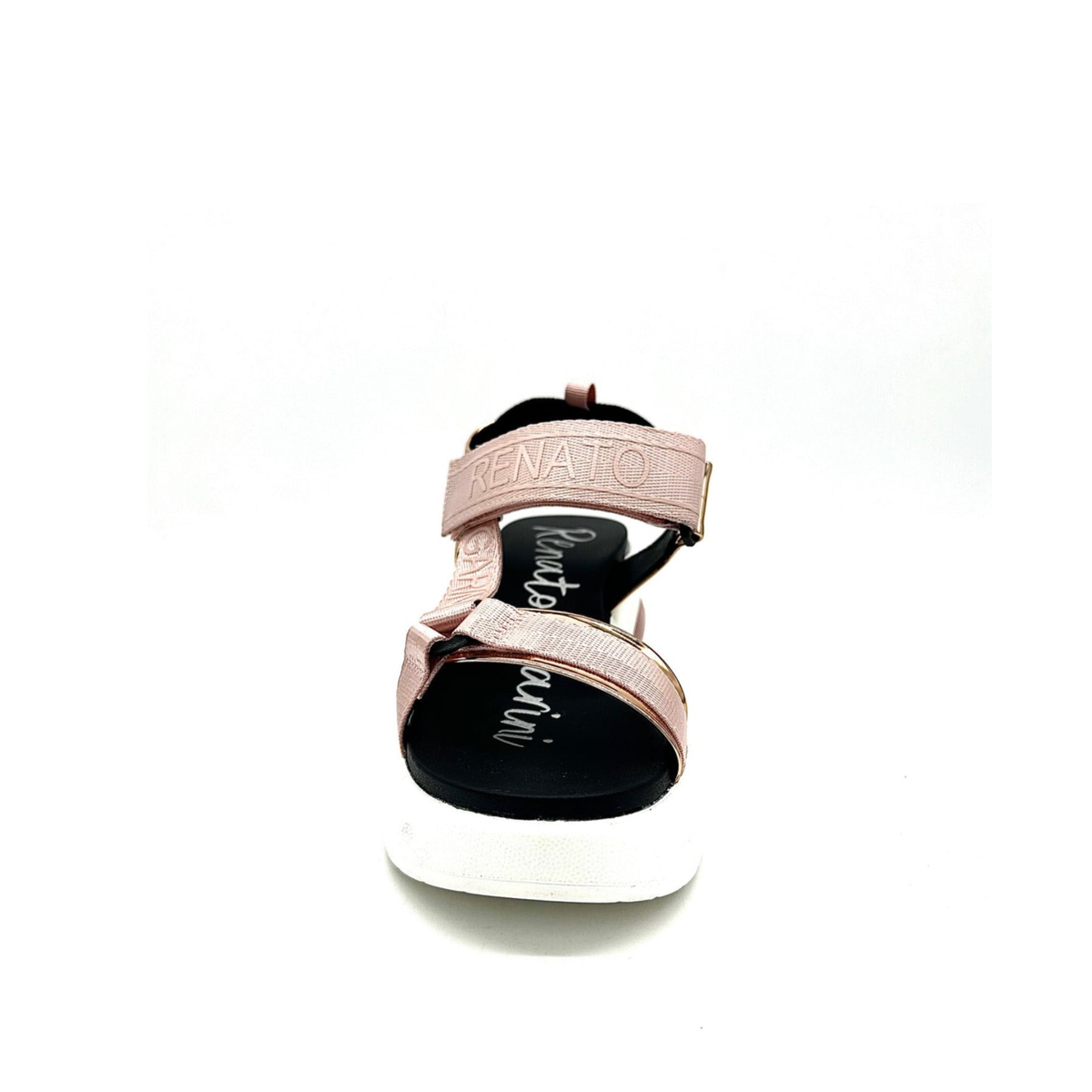 RENATO GARINI DMD-230826-2 platform sandal in Gold/Pink, front view showing textured straps and an open toe