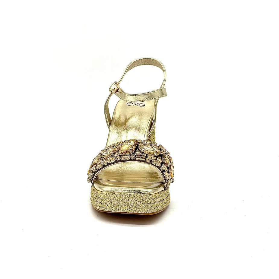 EXE 24017-1 – Gold Embellished Platform Heel – TKM SHOES