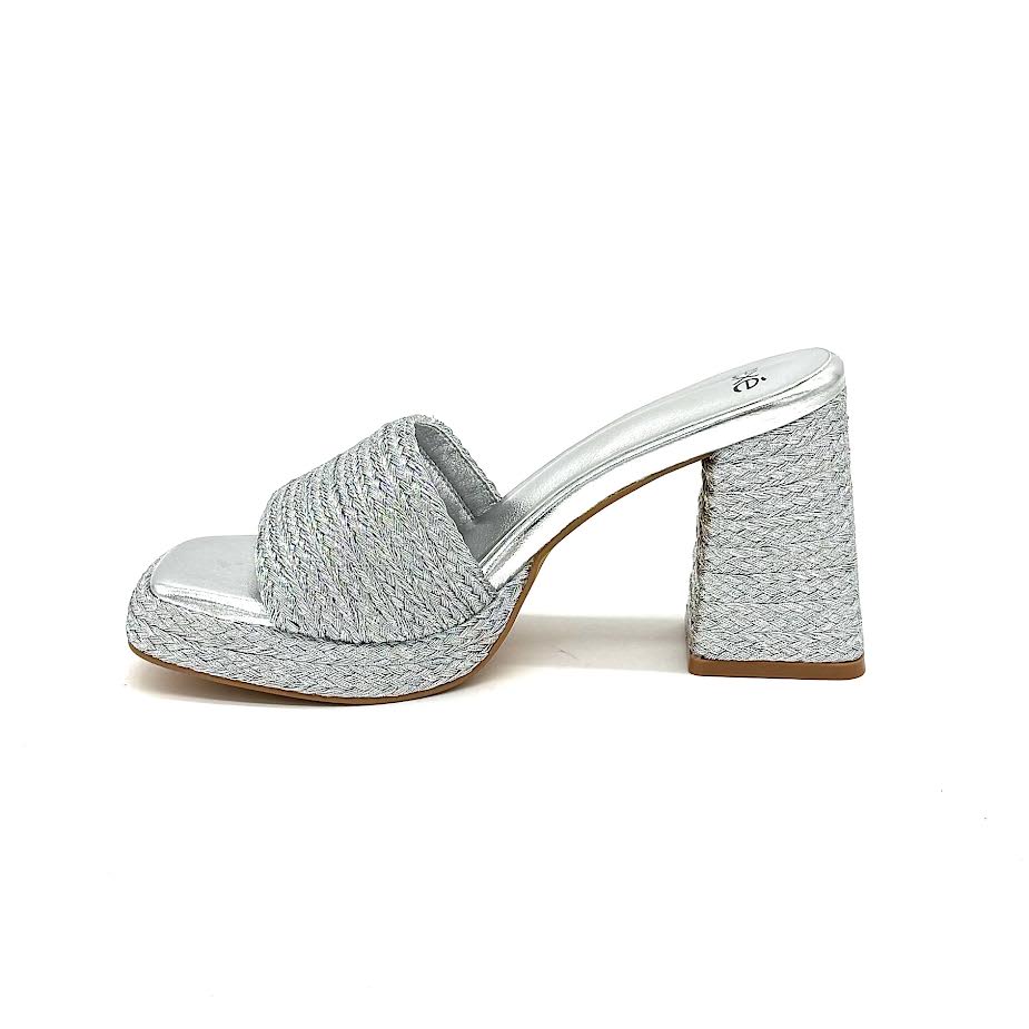 EXE 24017-31 – Metallic Braided Block Heel Mule