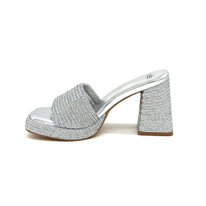 EXE 24017-31 – Metallic Braided Block Heel Mule