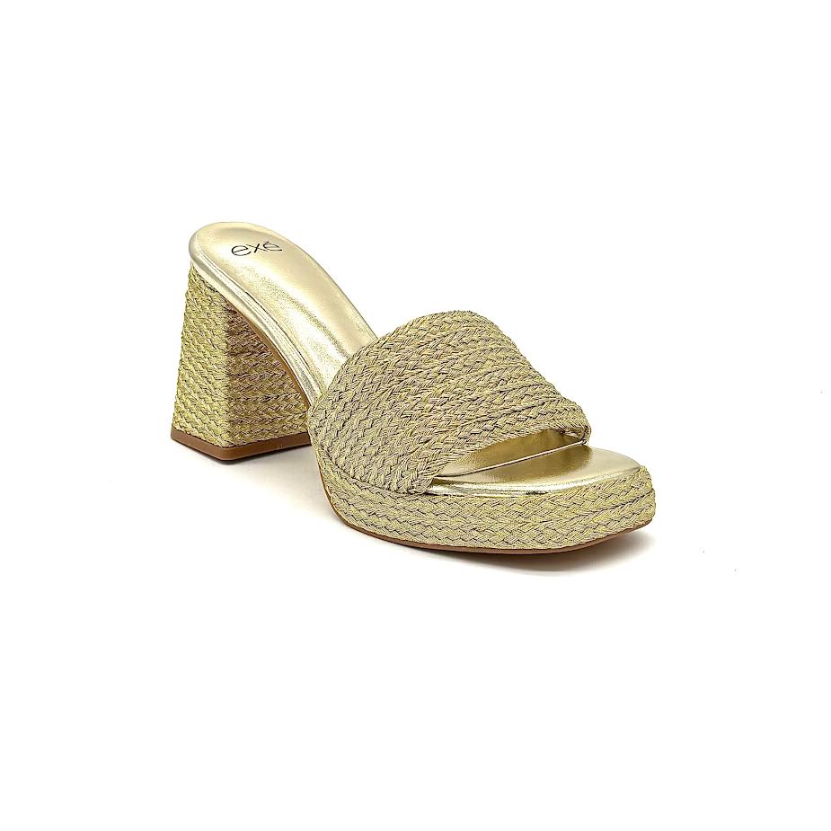 EXE 24017-31 – Metallic Braided Block Heel Mule