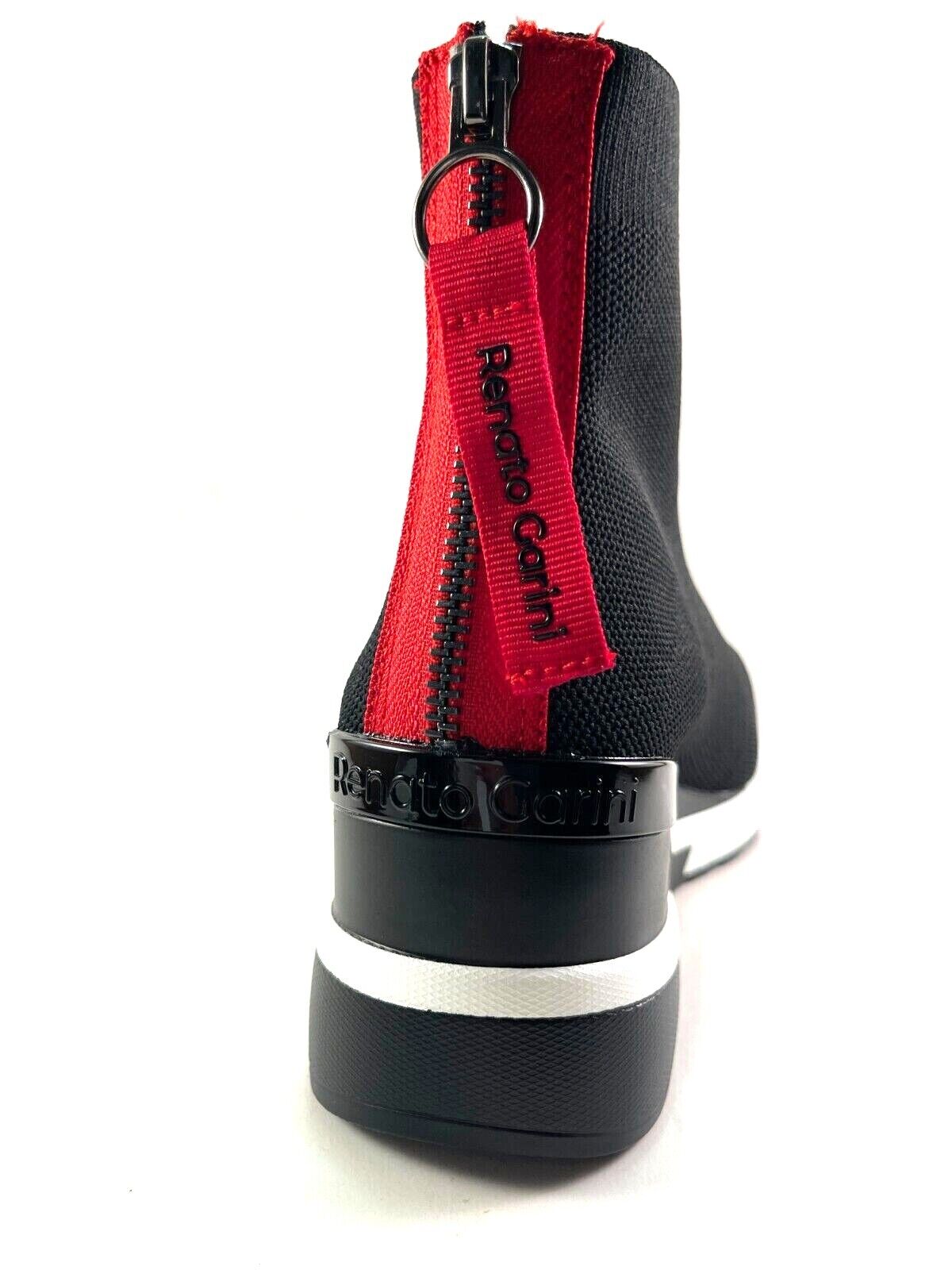 Black boots with outlet red zipper in back