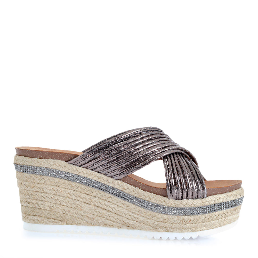 EXE 99035-2 Champagne Espadrille Wedge Sandals