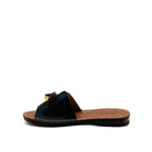 BONAVI Flora black leather slide sandals for women with flexible rubber sole