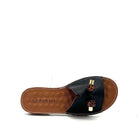 BONAVI Flora black leather slide sandals for women with flexible rubber sole