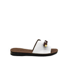 BONAVI Flora white leather slide sandals for women with flexible rubber sole
