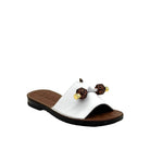 BONAVI Flora white leather slide sandals for women with flexible rubber sole