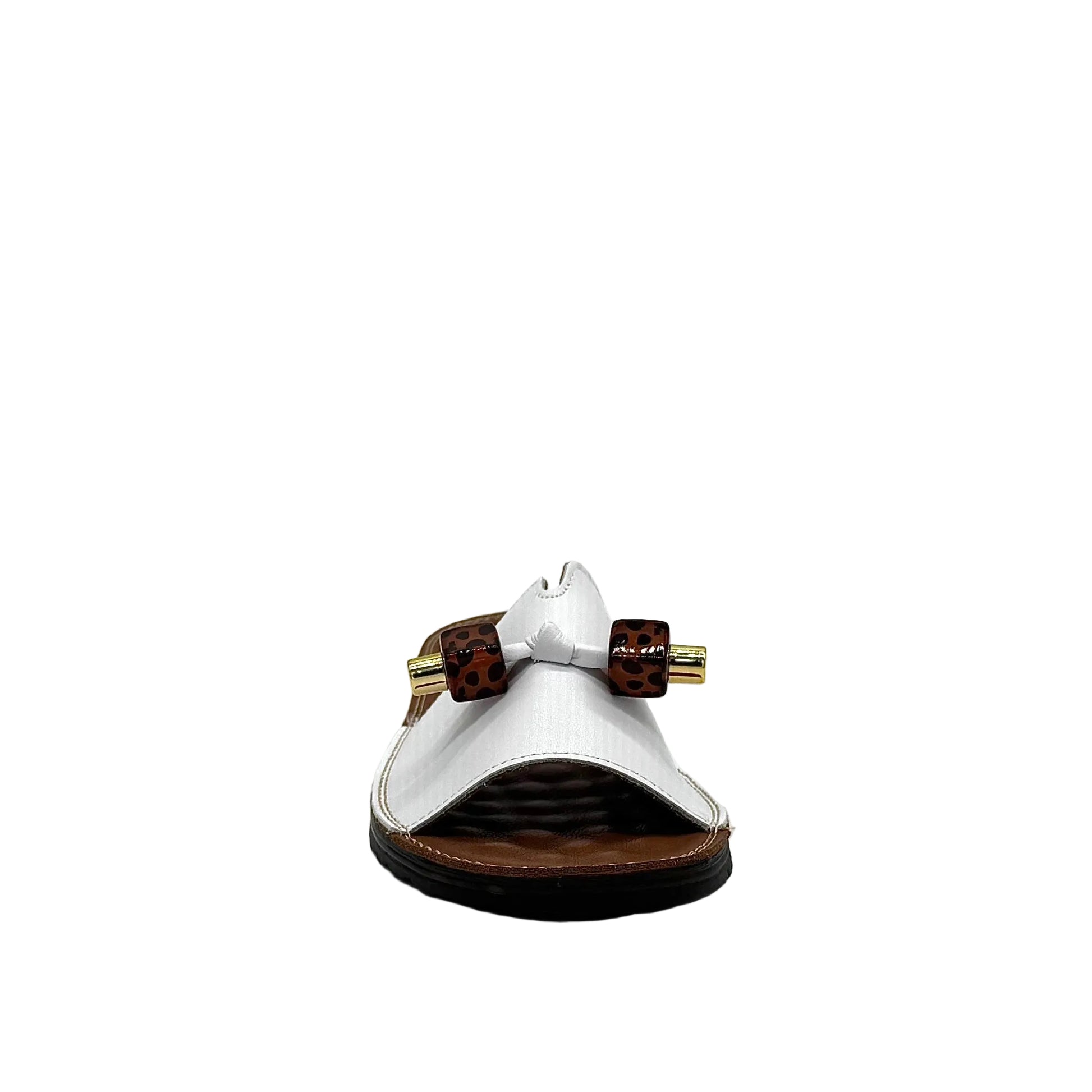 BONAVI Flora white leather slide sandals for women with flexible rubber sole