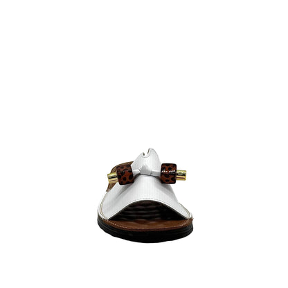 BONAVI Flora white leather slide sandals for women with flexible rubber sole