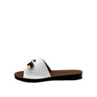 BONAVI Flora white leather slide sandals for women with flexible rubber sole