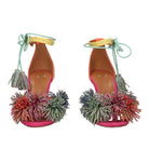 EXE Jennifer 725 multicolor rhinestone tassel heels for women with lace-up ankle strap and stiletto heel