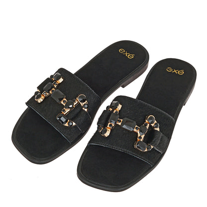 EXE Buckle Slide Sandal