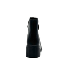 Bonavi 32R9-9 black leather ankle boot, rear view with block heel