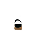 BONAVI Aiden suede leather retro stripe sneaker in black with white side stripes and gum sole