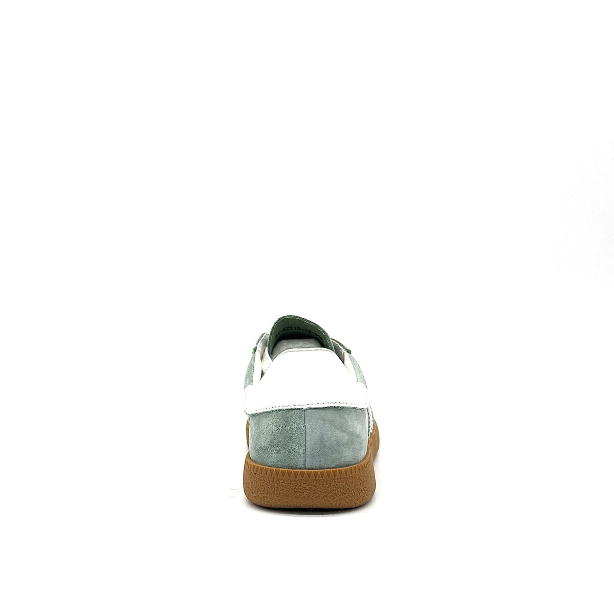 BONAVI Aiden suede leather retro stripe sneaker in sage green with white side stripes and gum sole