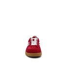 BONAVI Aiden suede leather retro stripe sneaker in red with white side stripes and gum sole
