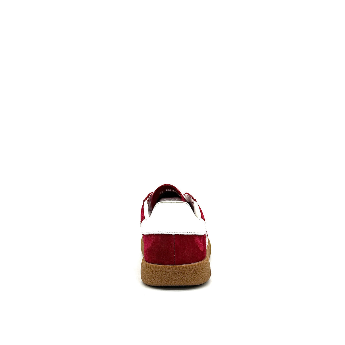 BONAVI Aiden suede leather retro stripe sneaker in red with white side stripes and gum sole