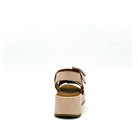 BONAVI Artemis genuine leather platform wedge sandal in nude with square buckle ankle strap