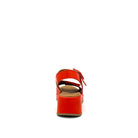 BONAVI Artemis genuine leather platform wedge sandal in red with square buckle ankle strap
