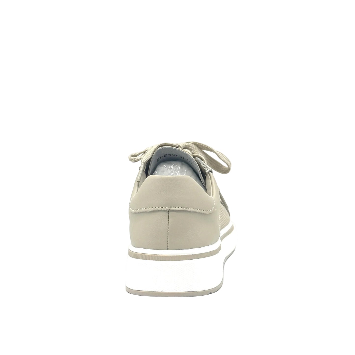 Beige: Bonavi Azael leather platform sneaker in beige with mesh panel detail and chunky white sole