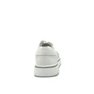 White: Bonavi Azael leather platform sneaker in white with mesh panel detail and chunky white sole,