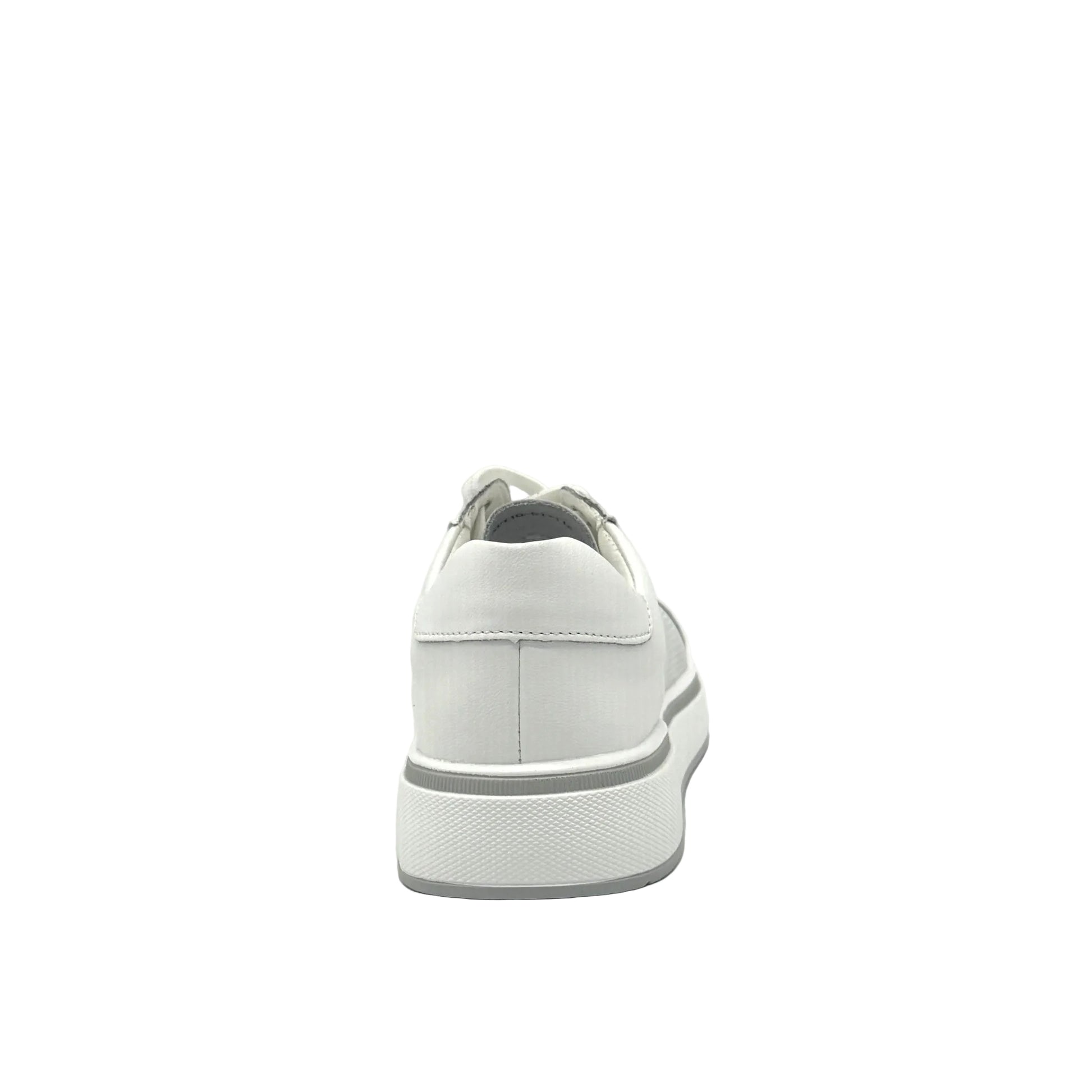 White: Bonavi Azael leather platform sneaker in white with mesh panel detail and chunky white sole,