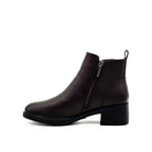 BONAVI Billie genuine leather and suede ankle boot in brown with side zip closure, inner side view