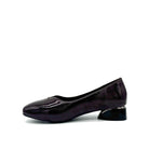 BONAVI Camille genuine leather pointed toe flat in burgundy with high-shine finish and mirrored block heel, inner side view