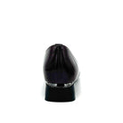 BONAVI Camille genuine leather pointed toe flat in burgundy with high-shine finish and mirrored block heel, rear view