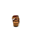BONAVI Cleo genuine leather T-strap wedge sandal in tan, red, gold and white with hand-stitched sole