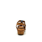 BONAVI Cleo genuine leather T-strap wedge sandal in tan, sky blue and white with hand-stitched sole