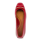 BONAVI Denise genuine leather pointed toe flat in red with tonal buckle detail and low wedge heel
