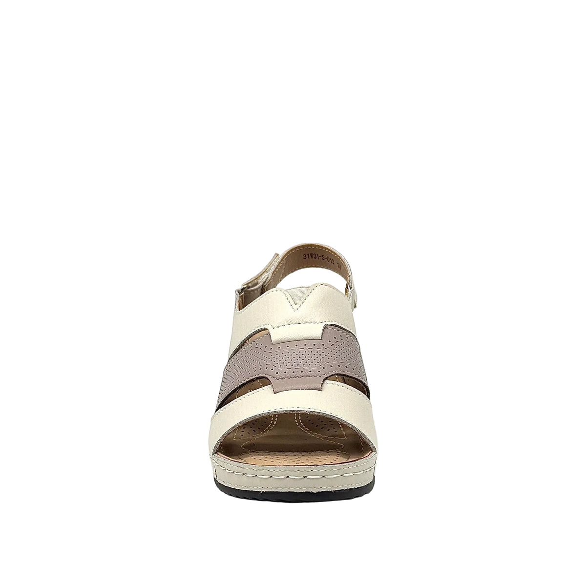 BONAVI Icon beige leather comfort sandals for women with breathable perforated design and cushioned footbed