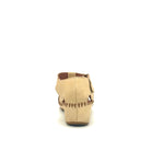 BONAVI Iliana genuine leather cutout wedge sandal in beige with T-strap and hand-stitched sole