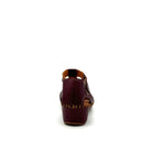 BONAVI Iliana genuine leather cutout wedge sandal in burgundy with T-strap and hand-stitched sole