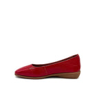 BONAVI Jasmine genuine leather almond toe flat in red with high-shine patent finish and low wedge heel