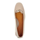 BONAVI Jasmine genuine leather almond toe flat in taupe with high-shine patent finish and low wedge heel